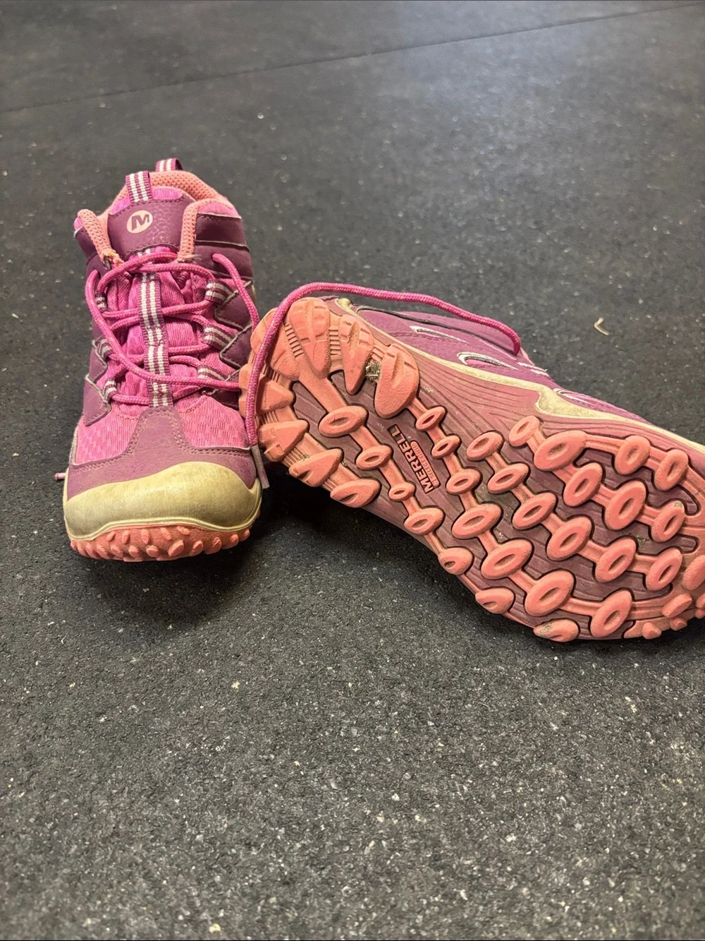 Merrell Pink and Tan Kids Trail Boots